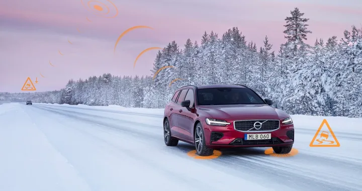 Slippery Road Alert demonstration on V60