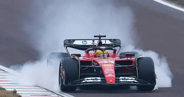 Hamilton fuori pista durante i test Ferrari a Montmelò: programma stravolto