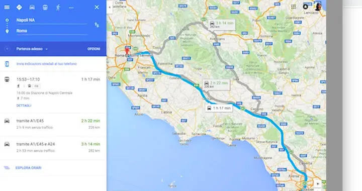 Pianificare un viaggio con Google Maps