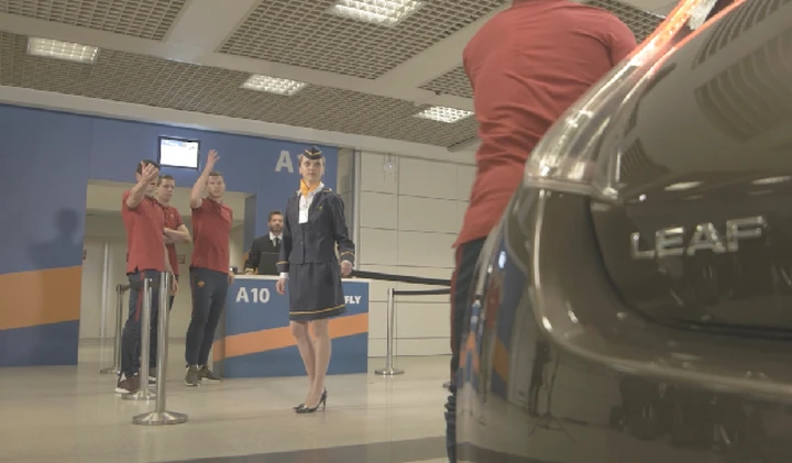 Nissan Leaf e As Roma all’aeroporto di Fiumicino