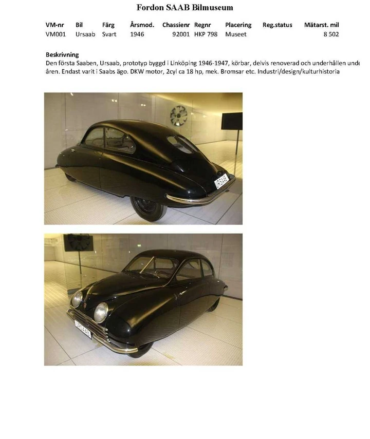 Museo Saab, le auto all'asta