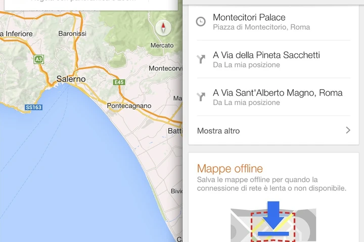 Pianificare un viaggio con Google Maps: mappe offline