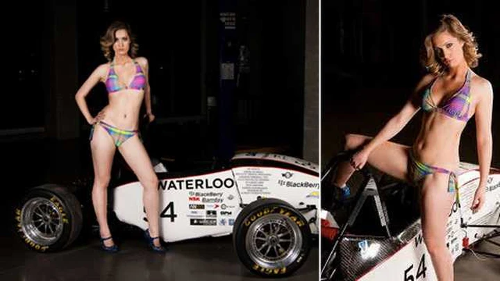 Studentessa di ingegneria in bikini per beneficienza