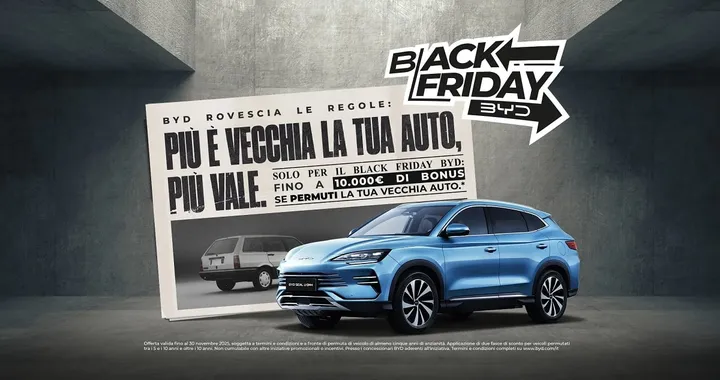 BYD Back Friday: fino a 10.000€ di sconto sulle auto elettriche