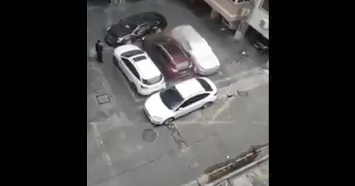 Automobilista bloccato nel parcheggio: il video che sorprende