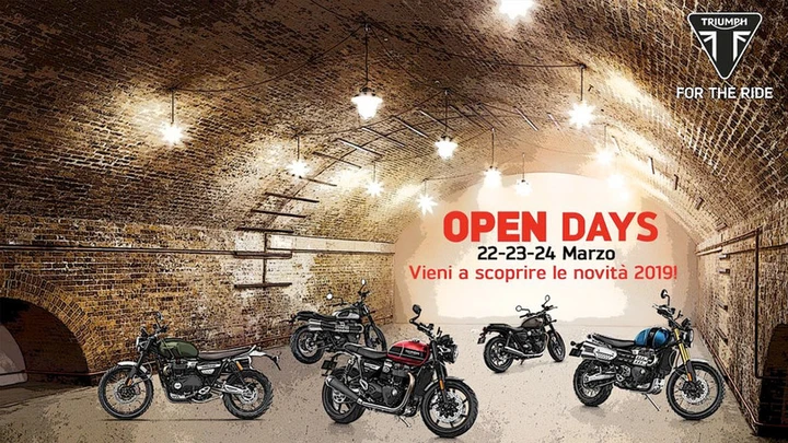 Triumph: nel weekend arrivano gli open days