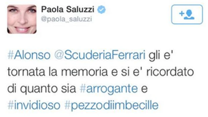 Paola Saluzzi insulta Alonso su Twitter: sospesa da SkyTG24