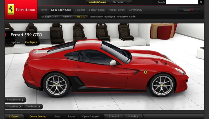 Online il configuratore della Ferrari 599 GTO