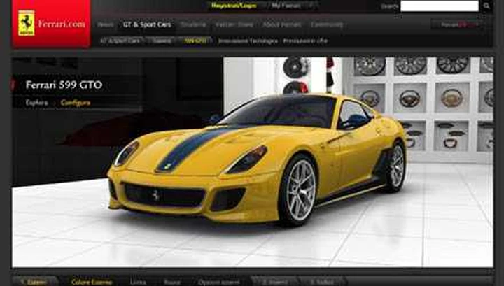 Ecco il configuratore per la Ferrari 599 GTO