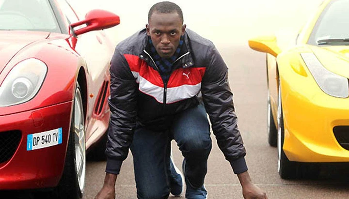 Il campione Usain Bolt sfida due Ferrari