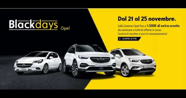 Opel: fino al 25 novembre arrivano i Black Days