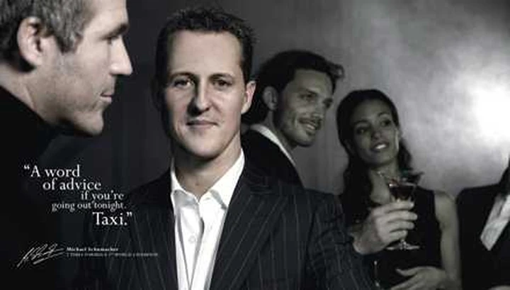 Schumacher taxi-driver in Maserati per Bacardi