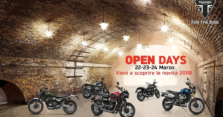 Triumph: nel weekend arrivano gli open days