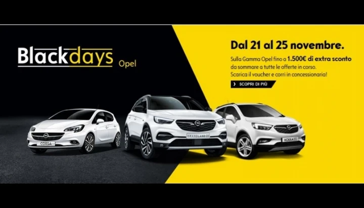 Opel: fino al 25 novembre arrivano i Black Days