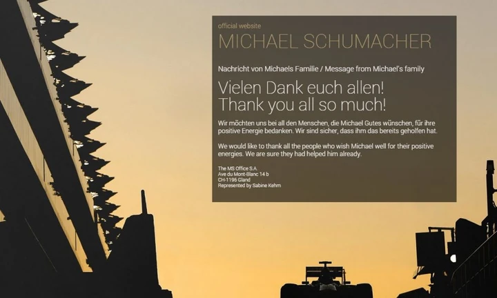 Michael Schumacher: si riattiva la homepage del sito ufficiale