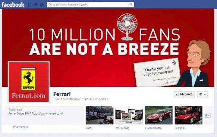 Ferrari, cartone animato per 10 milioni di fan su Facebook