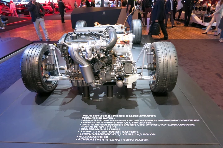 Peugeot 308 R HYBRID, lo schema ibrido